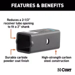 CURT Reducer Sleeve Adapter, 2-1/2" to 2" Receiver Tube Converter thumbnail 4