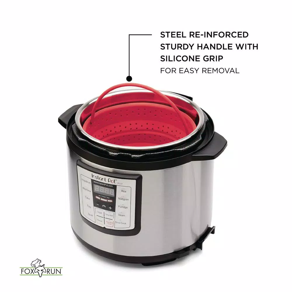 Fox Run 6 Qt. Red Collapsible Silicone Steamer Basket Insert for Instant Pot