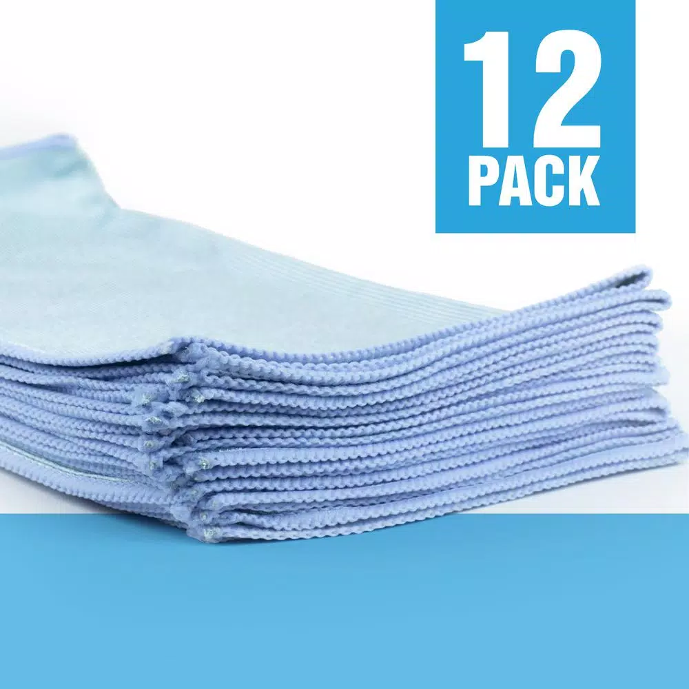 Zwipes Microfiber Glass Cleaning Cloths, 16 x 16 in., Blue (12-Pack)