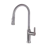 Vanity Art Brushed Nickel Single-Handle Pull-Down Kitchen Faucet with Sprayer Wand thumbnail 1