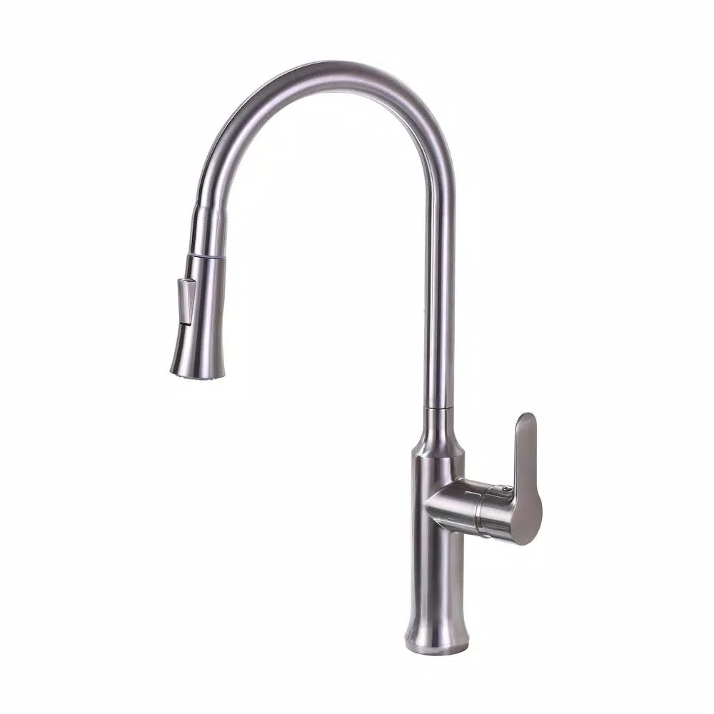 Vanity Art Brushed Nickel Single-Handle Pull-Down Kitchen Faucet with Sprayer Wand