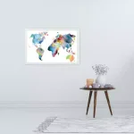 Petal Lane Home Watercolor World Map Magnetic Memo Board with White Frame thumbnail 2