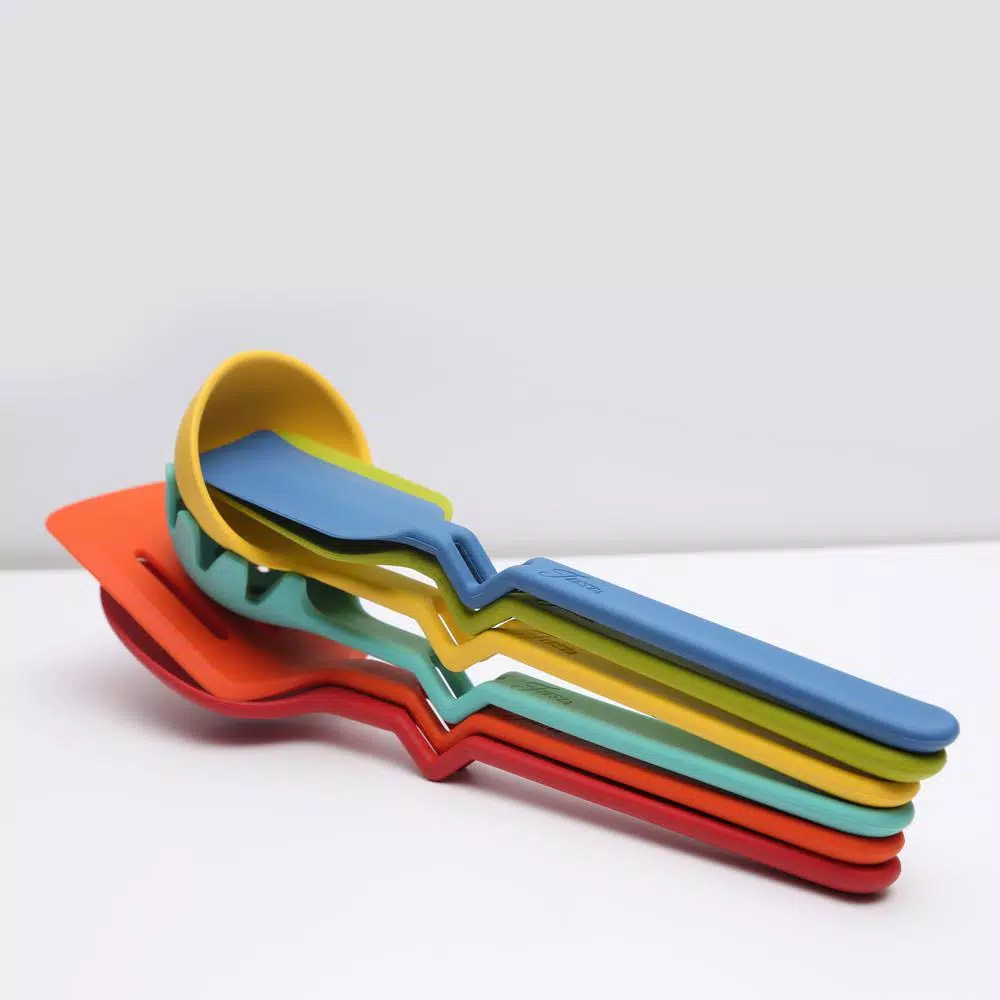 Fiesta 7-Piece Silicone Utensil Set with Stainless Steel Wire Caddy