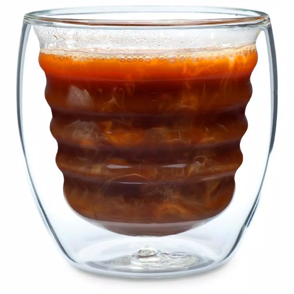 Ozeri Curva Artisan Series 8 oz. Double Wall Borosilicate Glass Tumblers, Set of 4