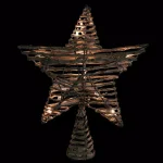 Northlight 11.5 in. Natural Brown Rattan Star Christmas Tree Topper with Clear Mini Lights thumbnail 2