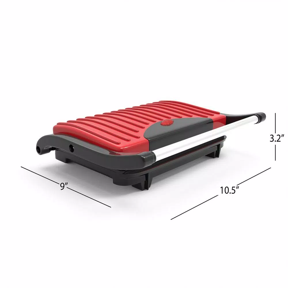 Chef Buddy 760W Red Non-Stick Panini Press and Countertop Grill