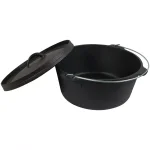 Sunnydaze Decor Sunnydaze 8 Qt. Round Cast Iron Dutch Oven with Lid, Black thumbnail 2