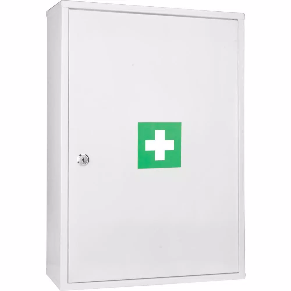 BARSKA Large Medical Cabinet First Aid Kit with Magnetic Dry Erase Pad and Lock Box