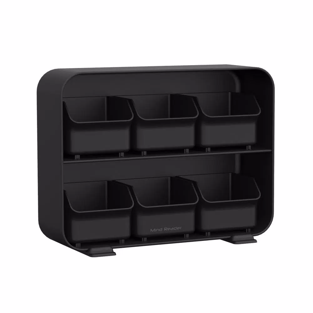 Mind Reader Clutch 6-Drawer Tea Bag Organizer Holder, 90-Bag Capacity, Black