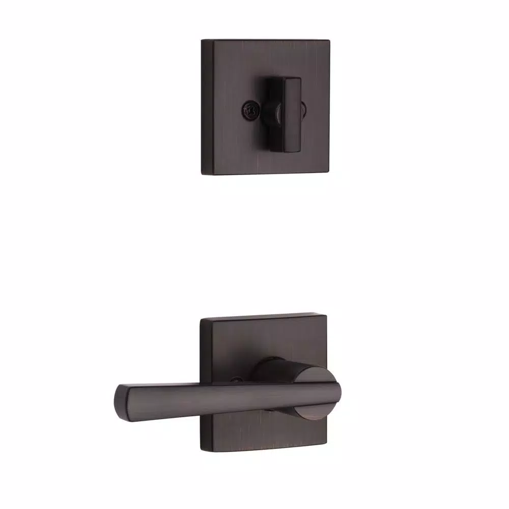 Baldwin Prestige Spyglass Single Cylinder Venetian Bronze Door Handleset with Square Lever