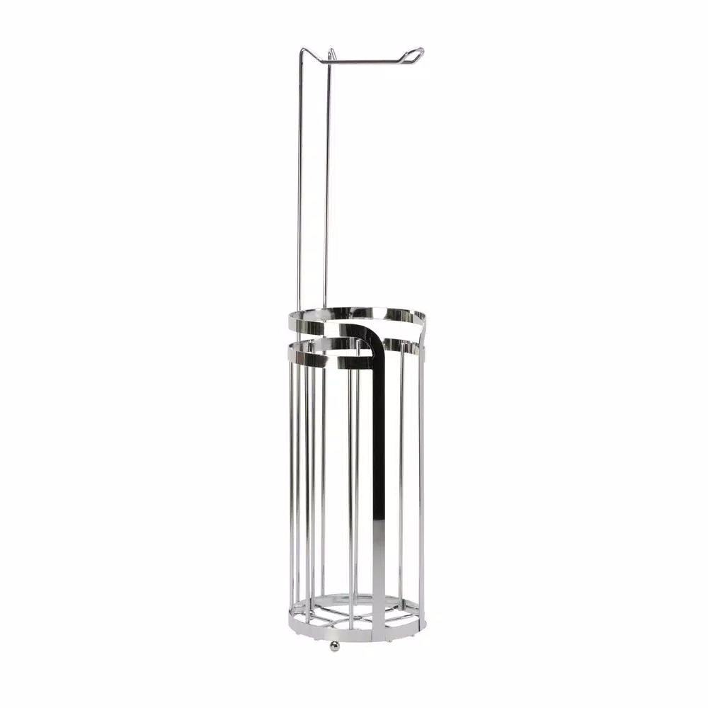 Bath Bliss Mod Collection Toilet Paper Holder and Reserve Stand with Storage in Chrome