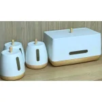 Jiallo European Collection 4-Piece Plastic Kitchen Canister and Bread Box Set, White thumbnail 4