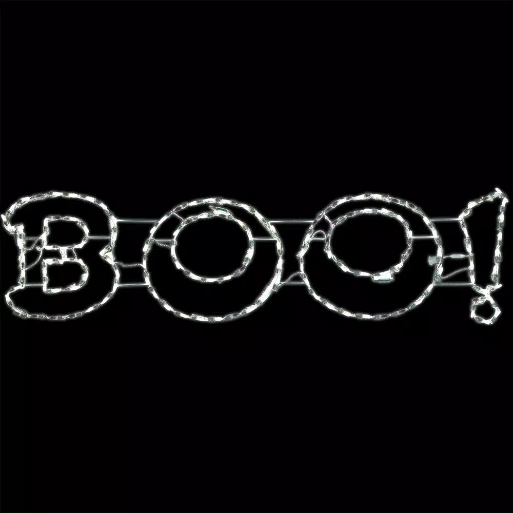 Haunted Hill Farm 63 in. x 16 in. LED Boo Sign Halloween Light, Indoor/Outdoor Weather Resistant Decor