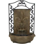 Sunnydaze Decor French Lily Resin Florentine Stone Solar Outdoor Wall Fountain thumbnail 1