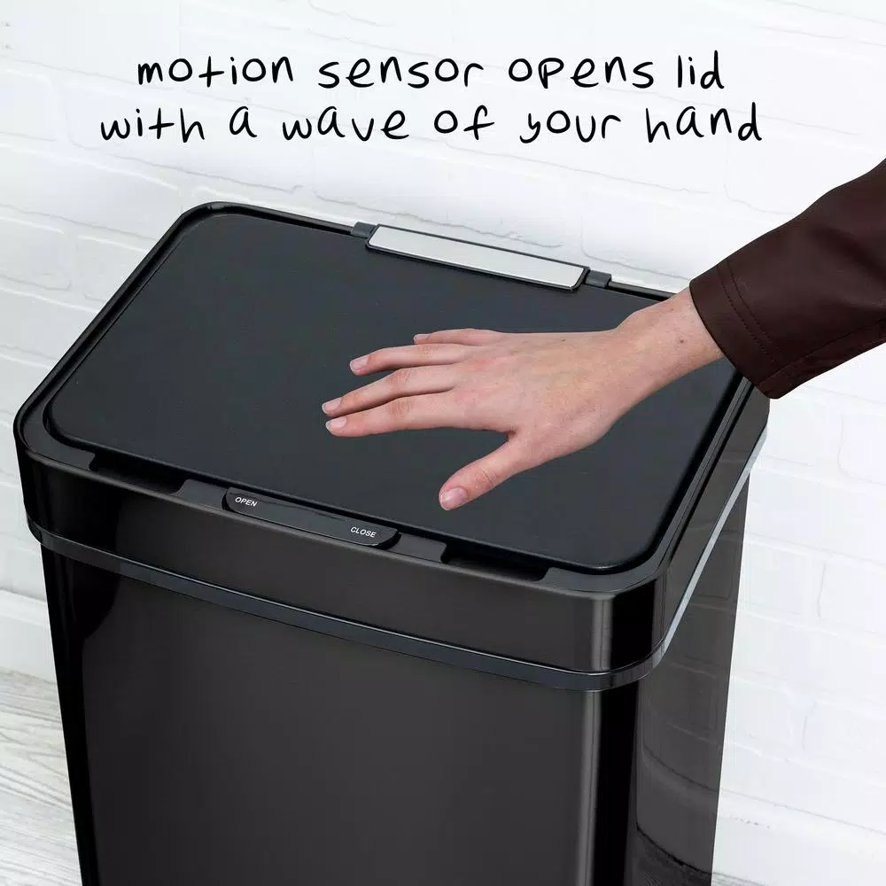 Honey-Can-Do 13 Gal. Stainless Steel Touchless Sensor Trash Can with Digital Timer, Brushed Black