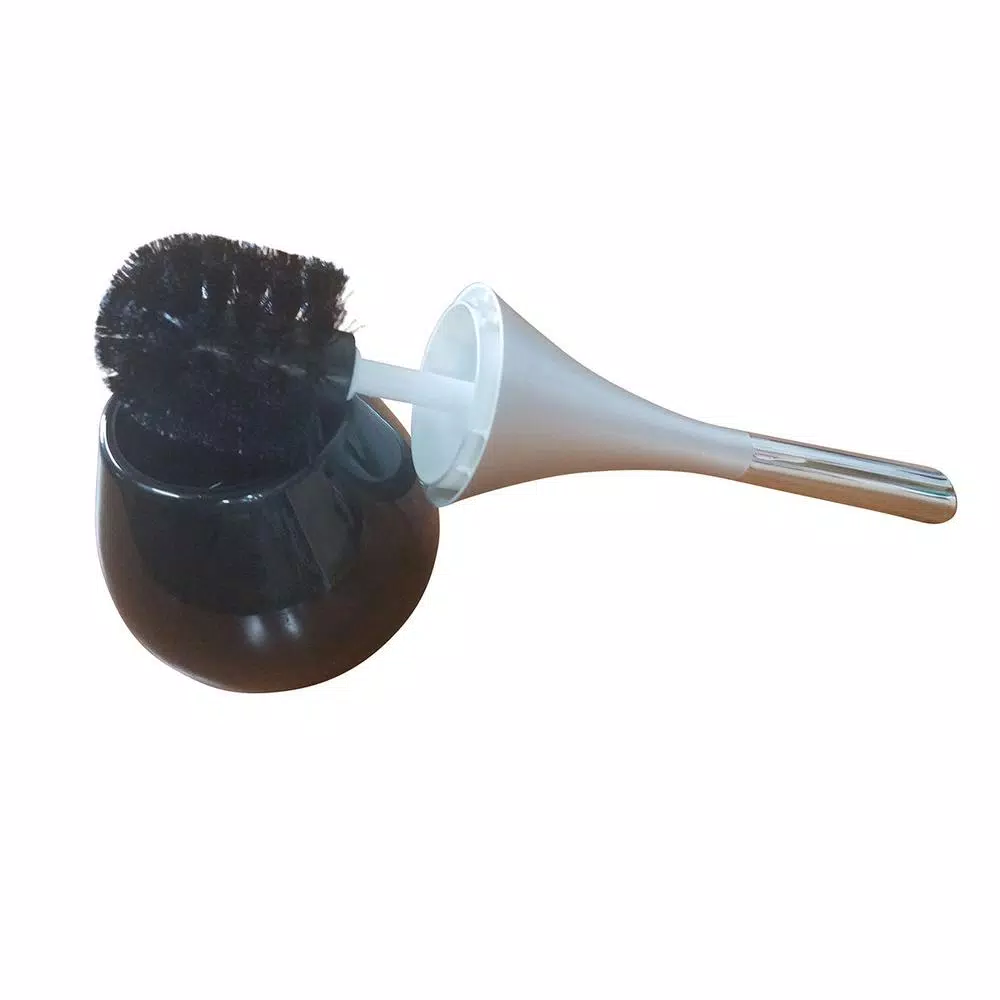 Unbranded Water Drop Ceramic Toilet Bowl Brush and Holder Set - Navy Blue
