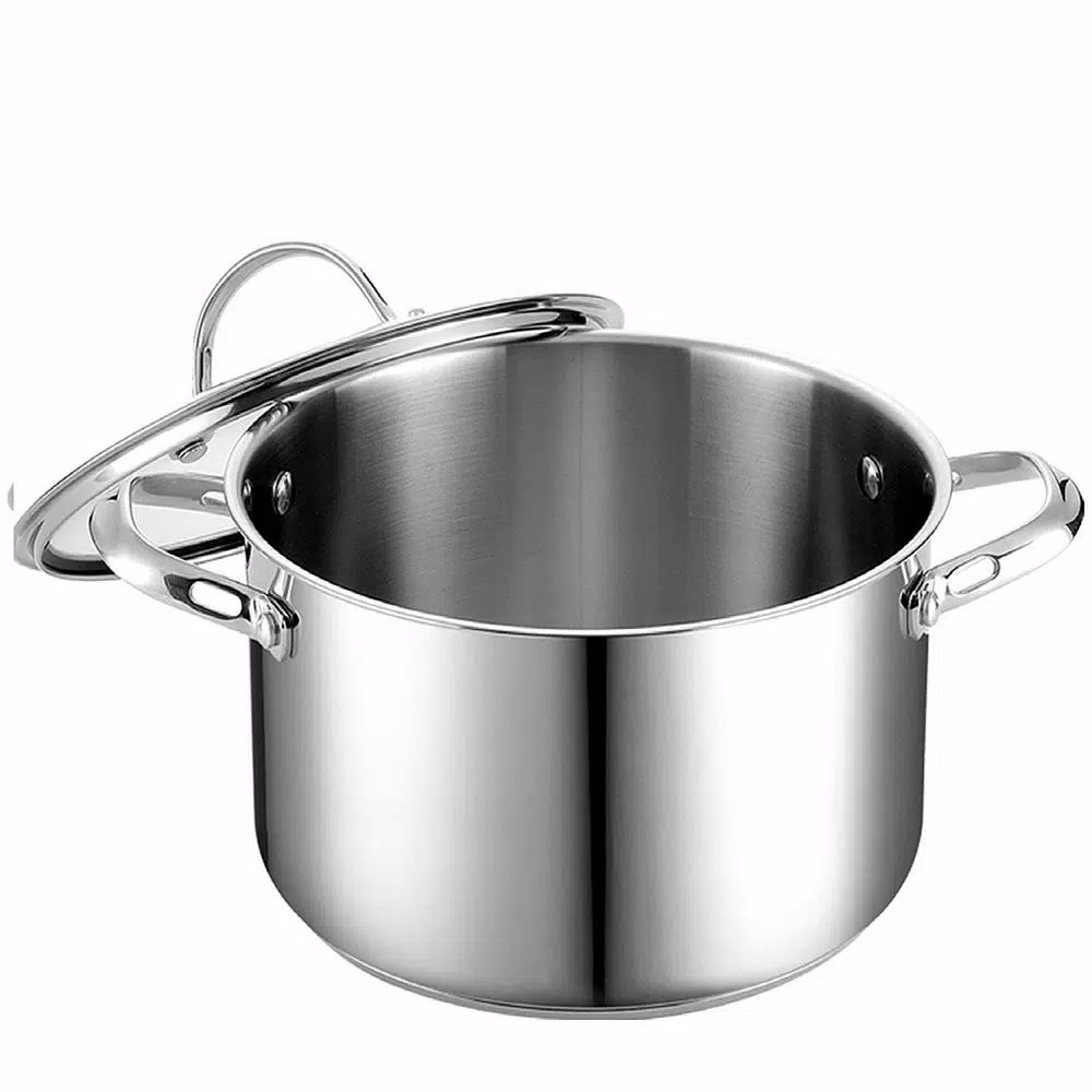 Cooks Standard 6 Qt. Stainless Steel Stock Pot with Tempered Glass Lid