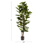 Pure Garden 72 in. Artificial Fiddle Leaf Fig Tree with Black Pot thumbnail 2