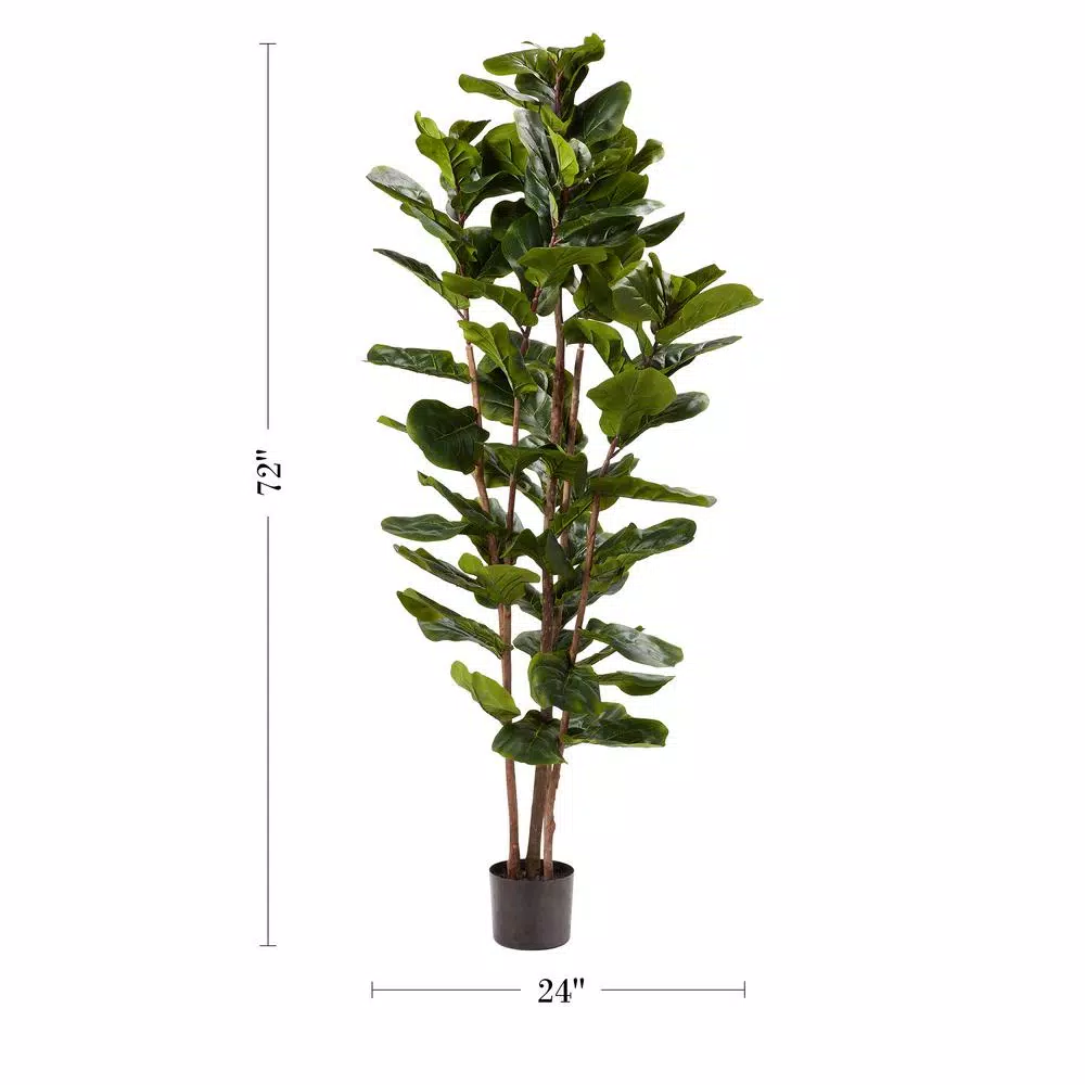 Pure Garden 72 in. Artificial Fiddle Leaf Fig Tree with Black Pot