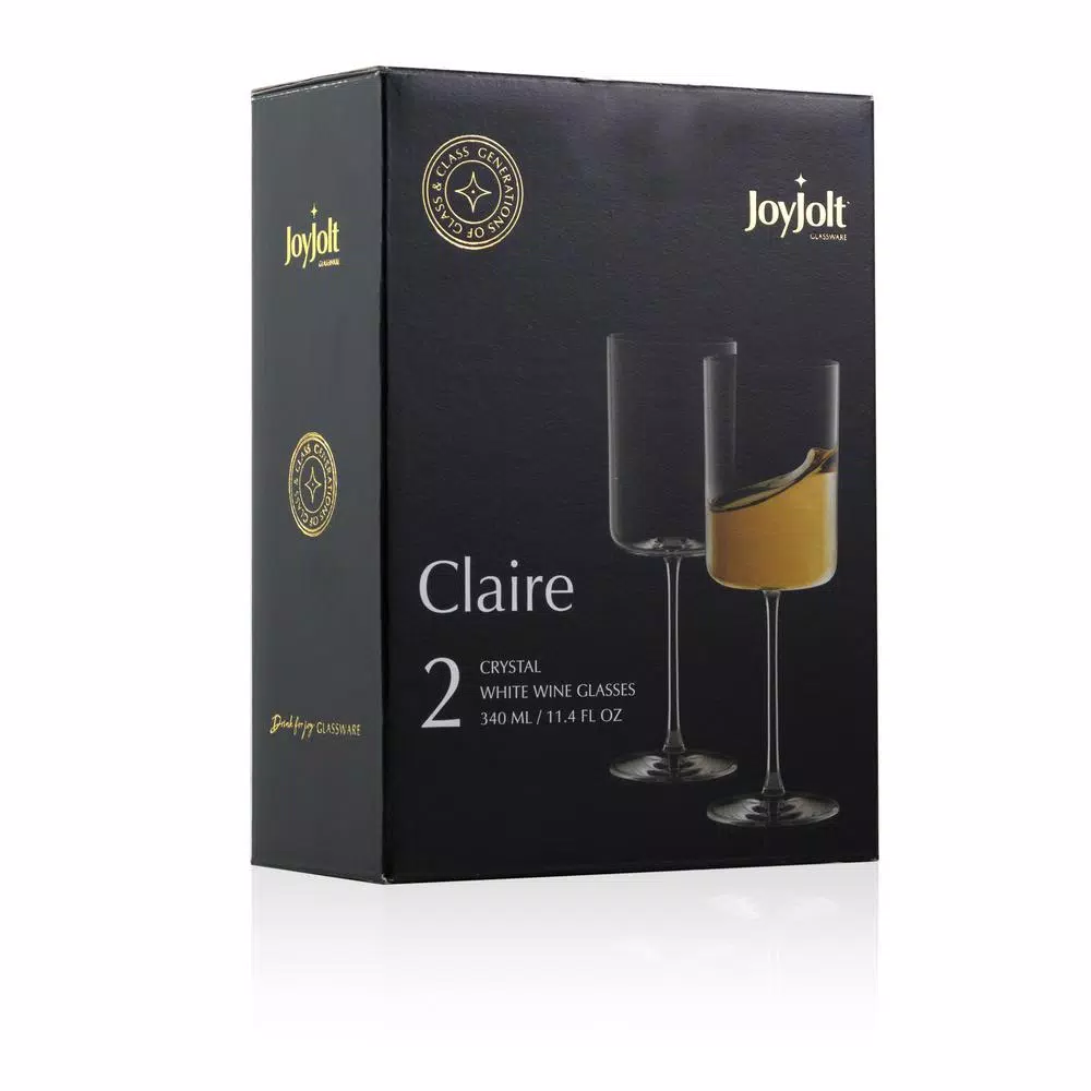 JoyJolt Claire 11 oz. White Wine Glasses, Set of 4 - Lead-Free Crystal