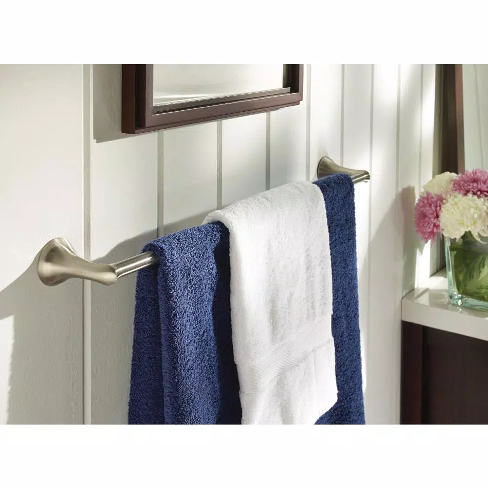 MOEN Darcy 24 in. Single Towel Bar, Brushed Nickel, Zinc Construction