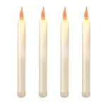 LUMABASE 9.25 in. Flameless Taper Candles with Amber Glow, Off White Plastic (4 Count) thumbnail 1