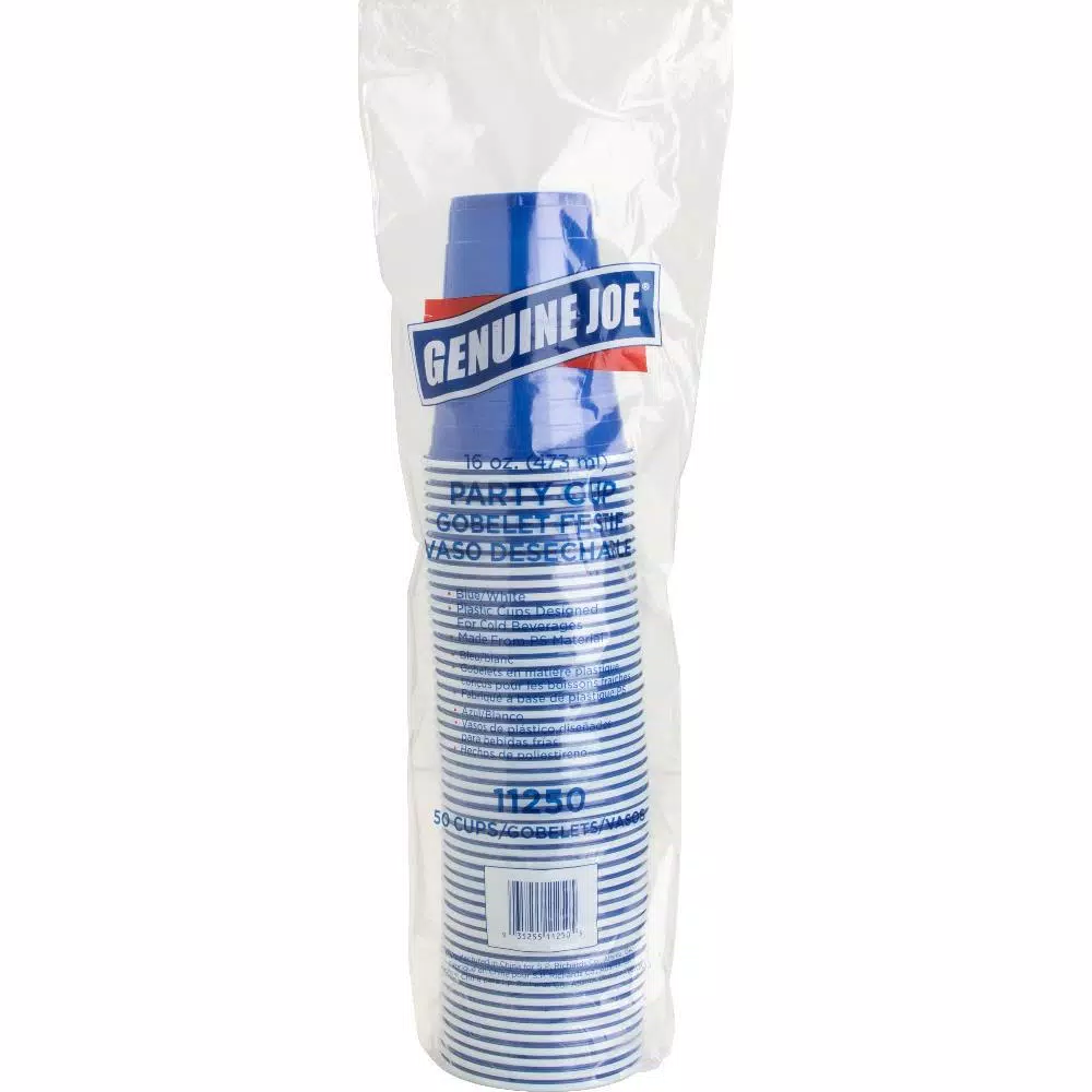 Genuine Joe 16 oz. Blue Plastic Party Cups, 50 Count Case