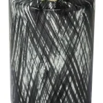 Benjara Black and White Ceramic Lidded Ginger Jar with Criss Cross Pattern and Gold Lid thumbnail 4