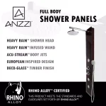 ANZZI Pure 59 in. 3-Jet Full Body Shower Panel System, Mahogany Deco-Glass with Heavy Rain Head & Handheld Sprayer thumbnail 3