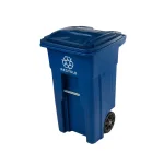 Toter 32 Gallon Blue Rollout Recycling Bin with Attached Hinged Lid thumbnail 1