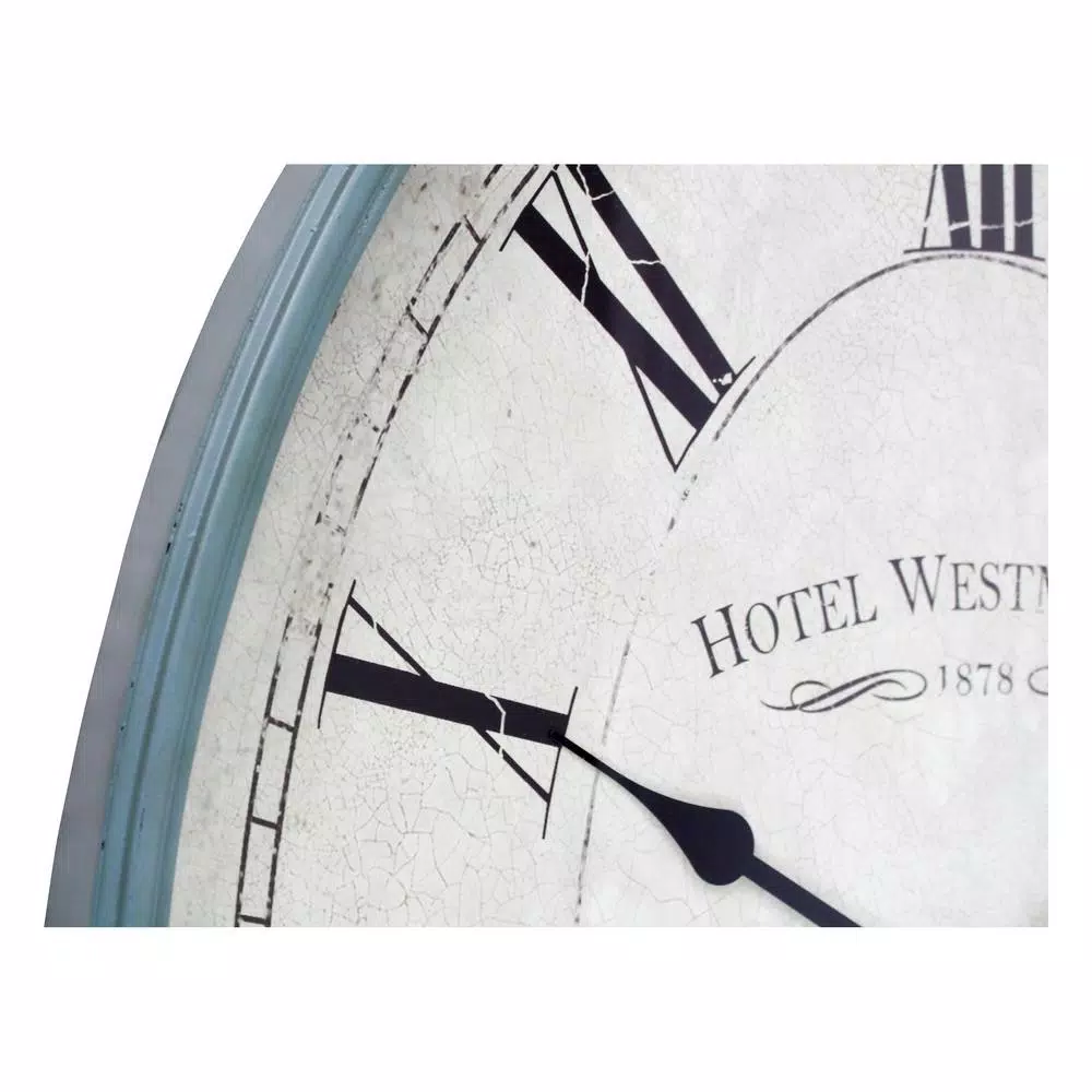 Aspire Home Accents Sonia Blue Oval Wall Clock - Distressed Teal French Provincial Decor