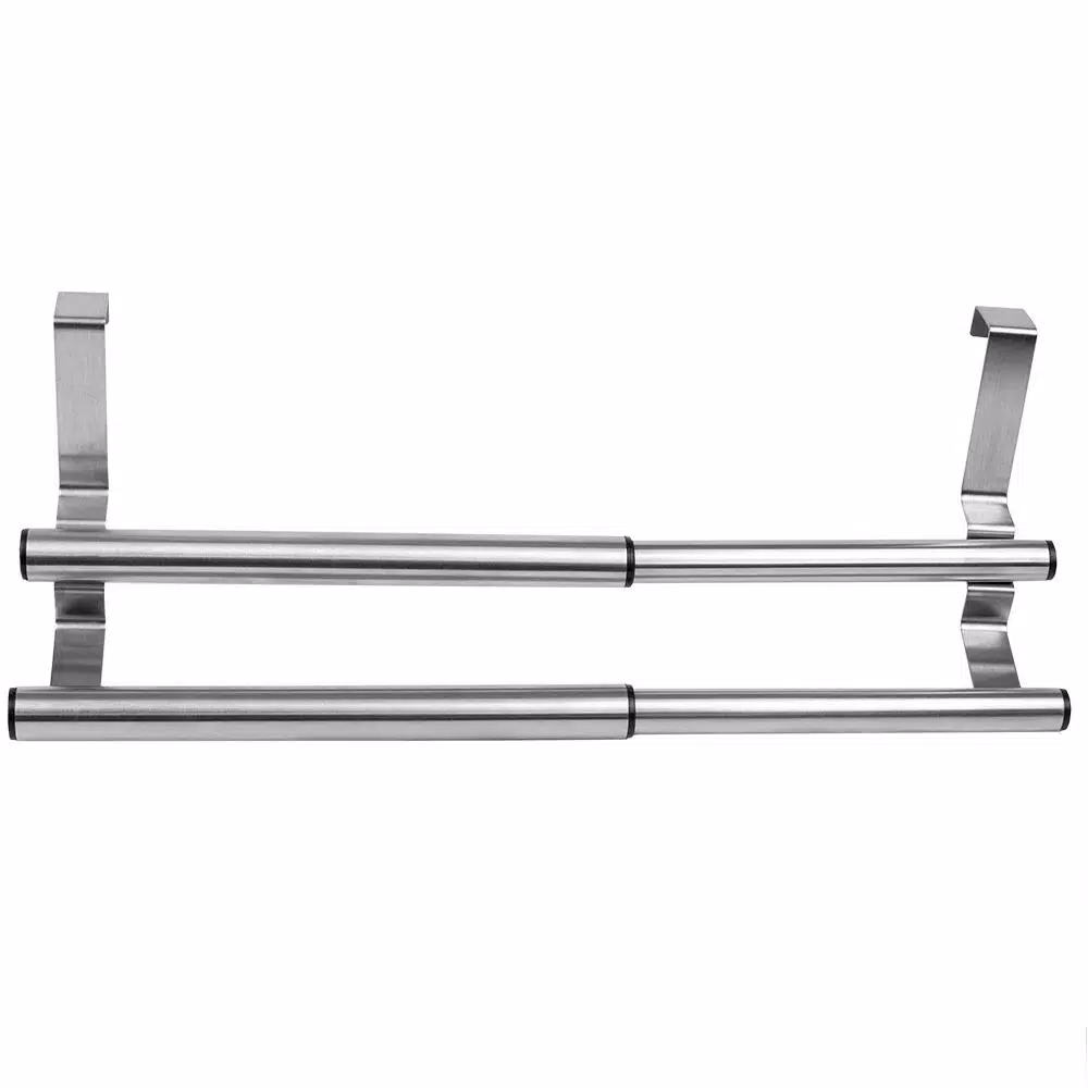 Unbranded Expandable 2-Tier Steel Over the Cabinet Door Towel Rack - Silver