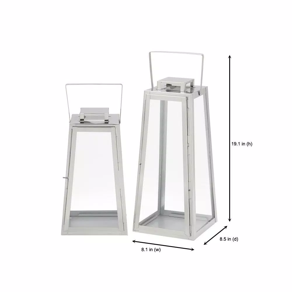 Home Decorators Collection Silver Metal Candle Lanterns, Set of 2
