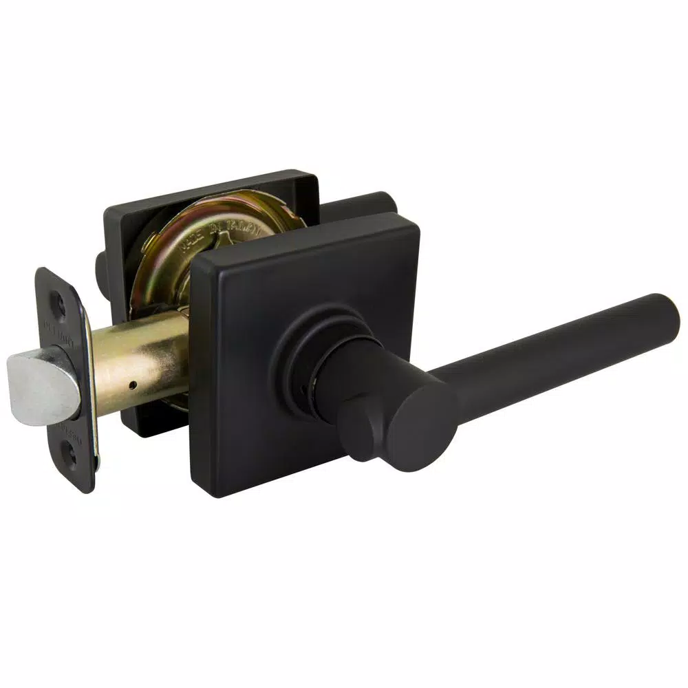 Defiant Highland Matte Black Passage Door Lever with Square Rose