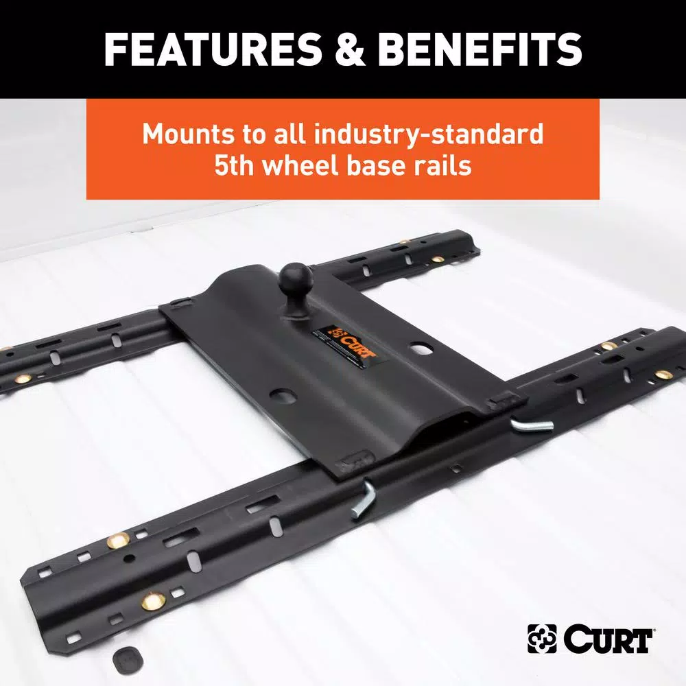 CURT Bent Plate 5th Wheel Rail Gooseneck Hitch with 2-5/16" Offset Ball