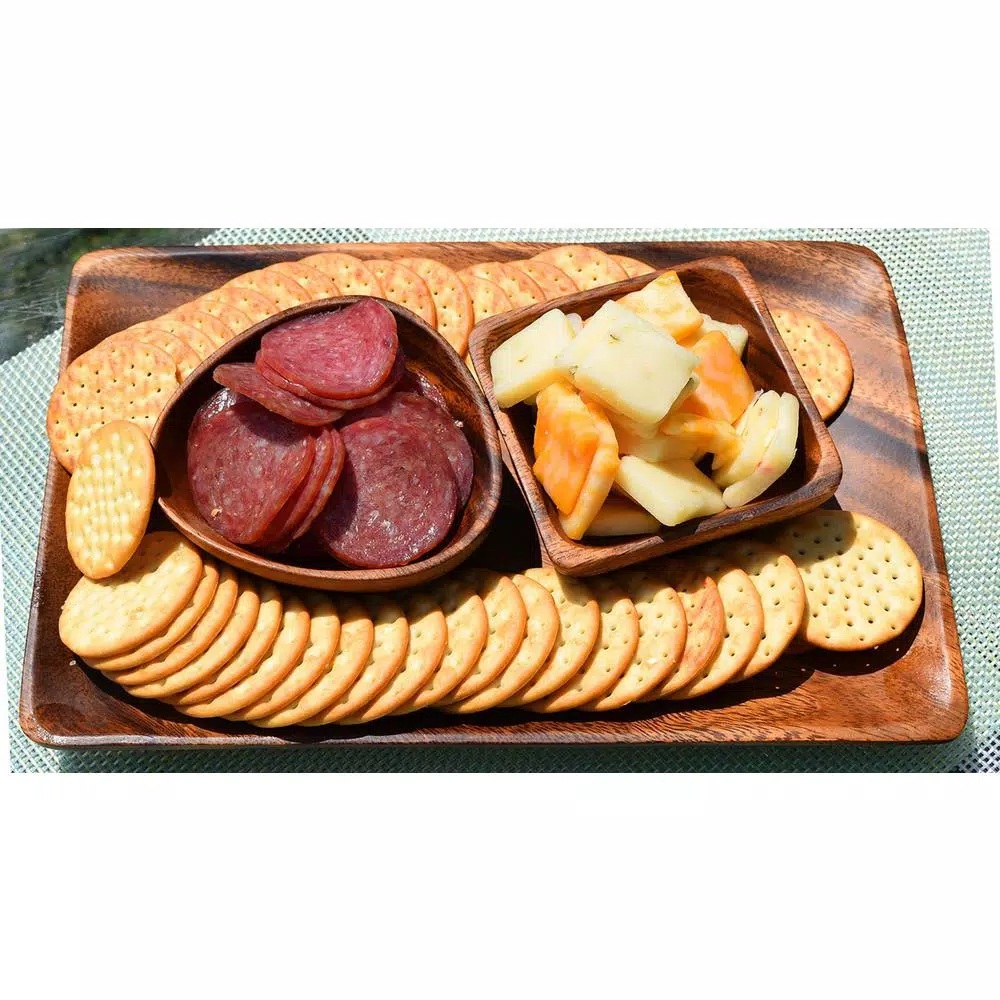 Acaciaware 6-Piece Handcrafted Acacia Wood 3-Sided Nut and Dip Bowl Set, 4 in.