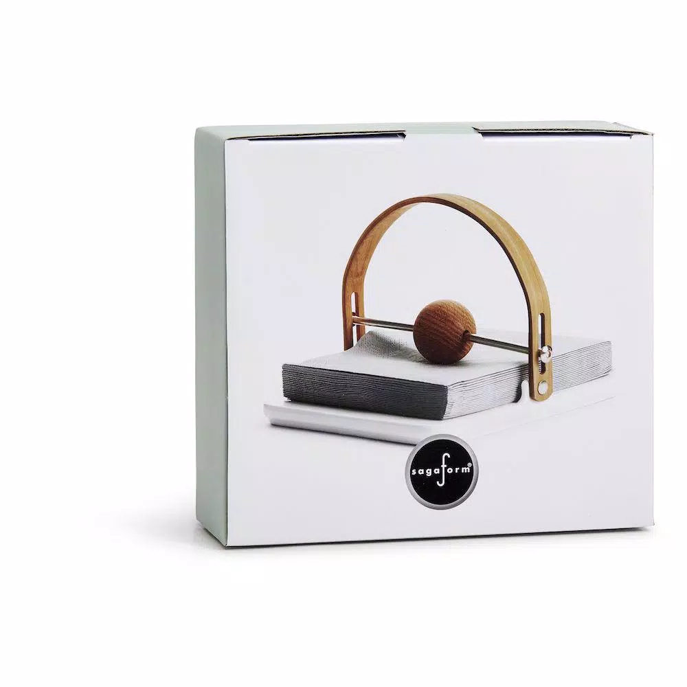 Sagaform Nature Napkin Holder - Oak, Stoneware and Stainless Steel