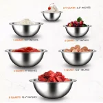 NutriChef 6-Piece Stainless Steel Kitchen Mixing Bowls Set thumbnail 4