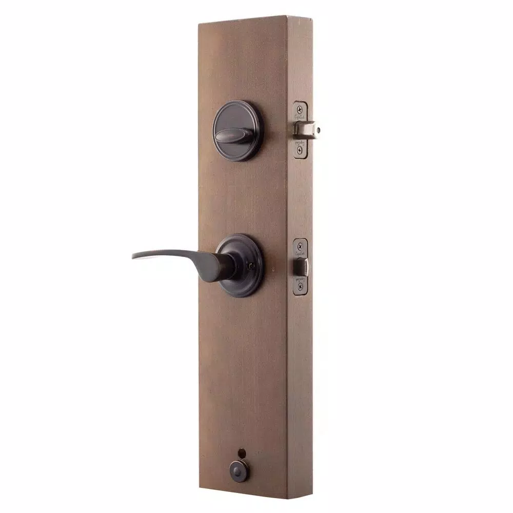 Copper Creek Tuscan Bronze Contemporary Front Door Handleset with Right-Hand Scandinavian Lever Trim
