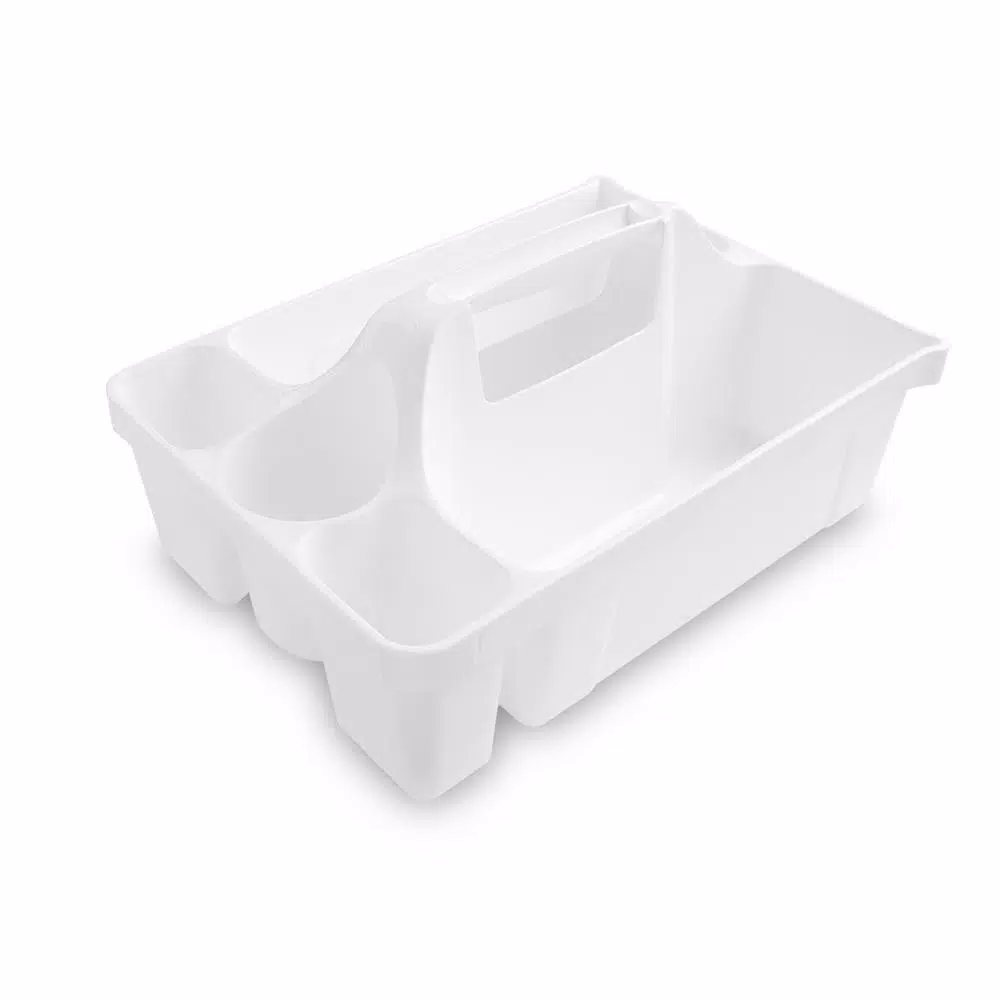 Libman Deluxe Maid Cleaning Caddy with 5 Compartments and Pour Spouts - White