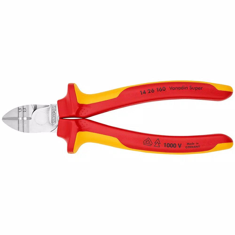 KNIPEX 6-1/4 in. 1000V Insulated Diagonal Cutter and Wire Stripper