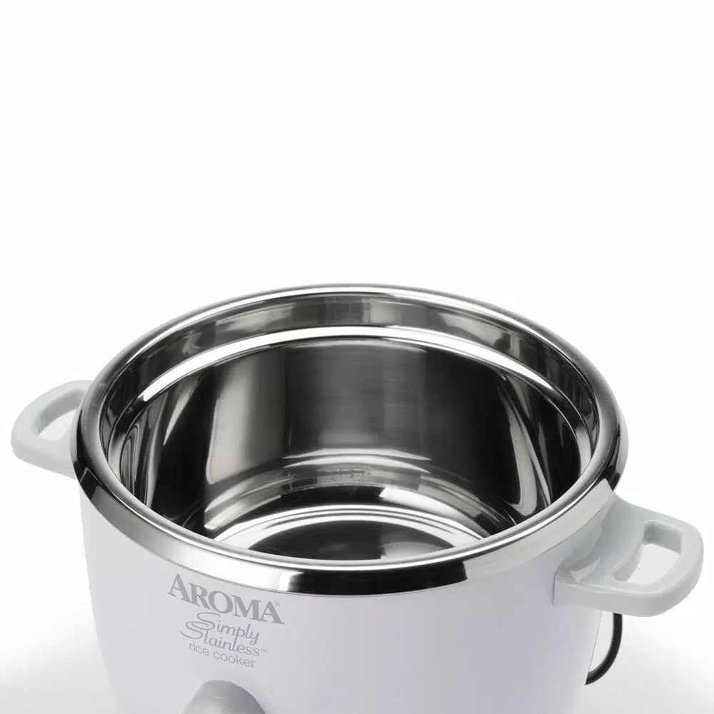 AROMA Simply Stainless 14-Cup Rice Cooker, White