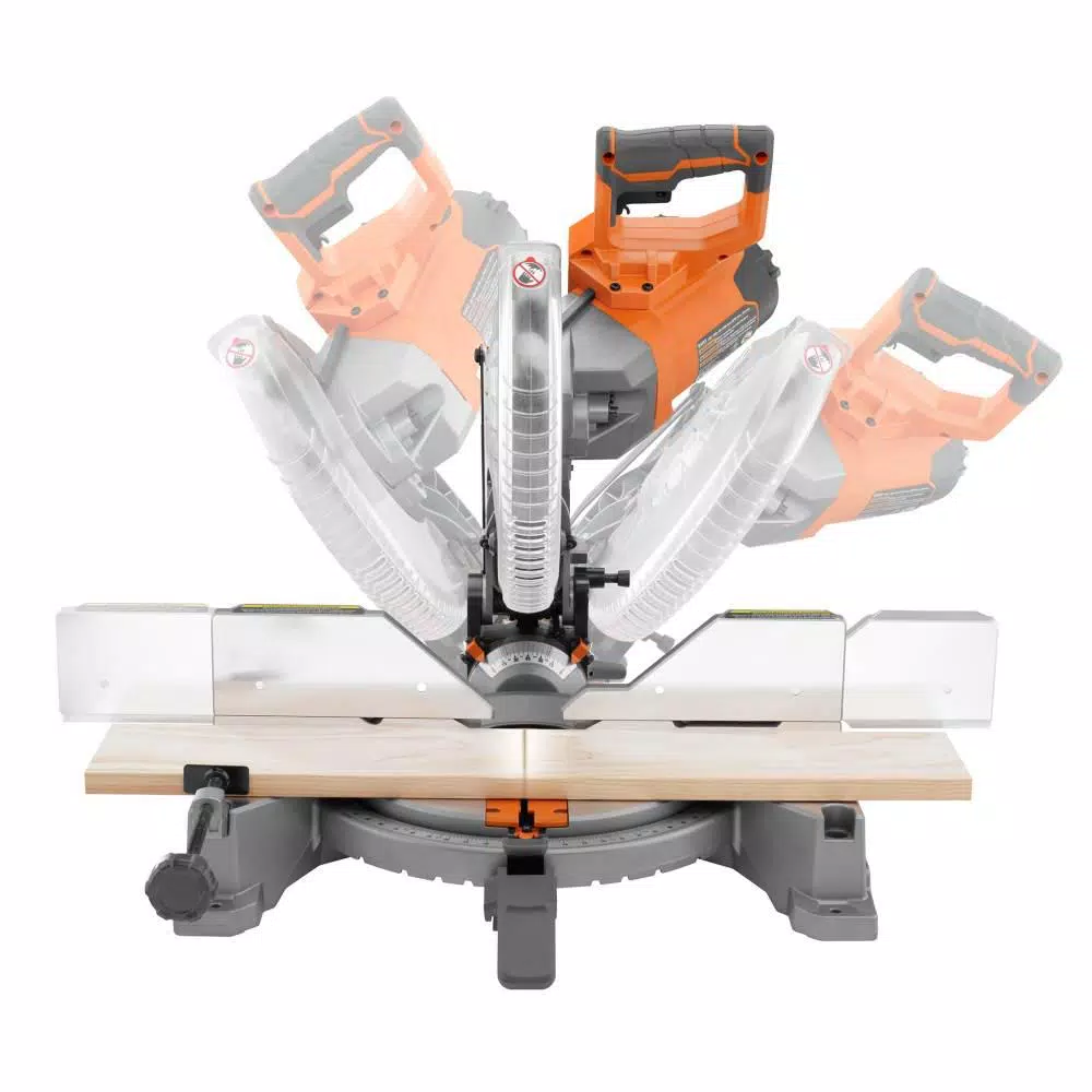 RIDGID 10 in. 15 Amp Dual Bevel Miter Saw with LED Cut Line & Universal Mobile Stand Combo