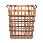 Home Decorators Collection Square Natural Bamboo and Leather Decorative Storage Basket thumbnail 6