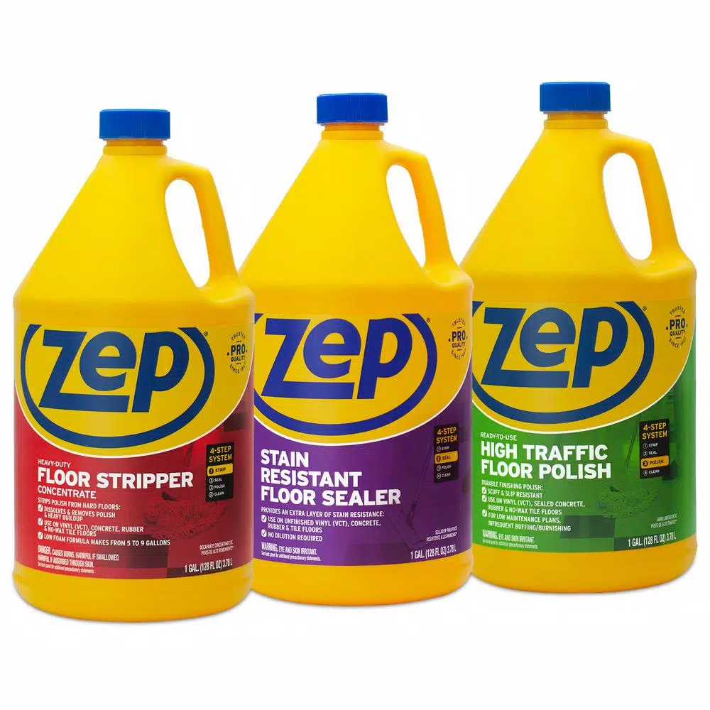 Zep Professional Floor Maintenance Combo: HD Floor Stripper & High-Traffic Floor Polish with Sealer (3-Pack)