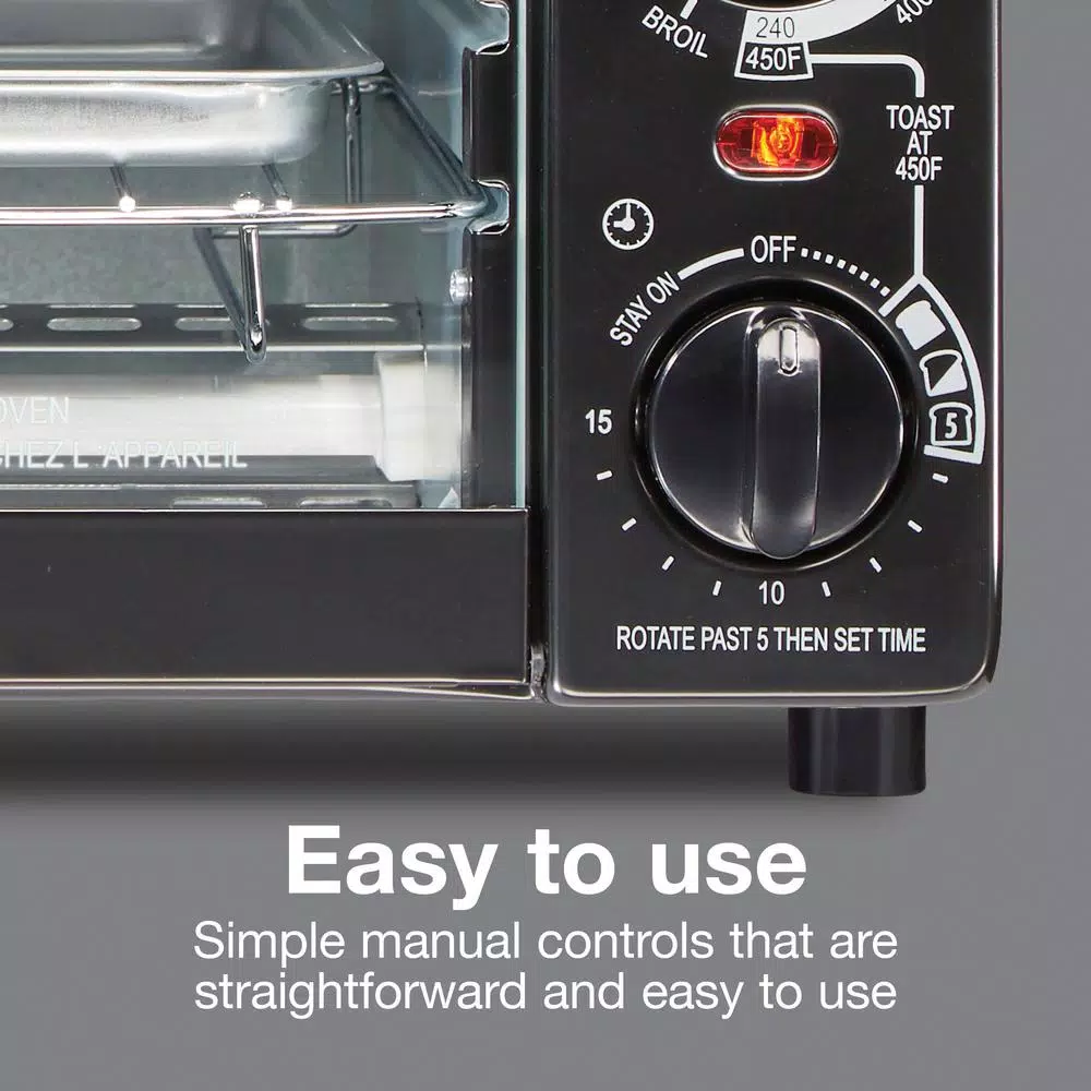 Proctor Silex 31118 4-Slice Toaster Oven Broiler, 1000W, Black
