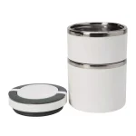 Kitchen Details White 2-Tier Round Twist Stainless Steel Insulated Lunch Box thumbnail 5