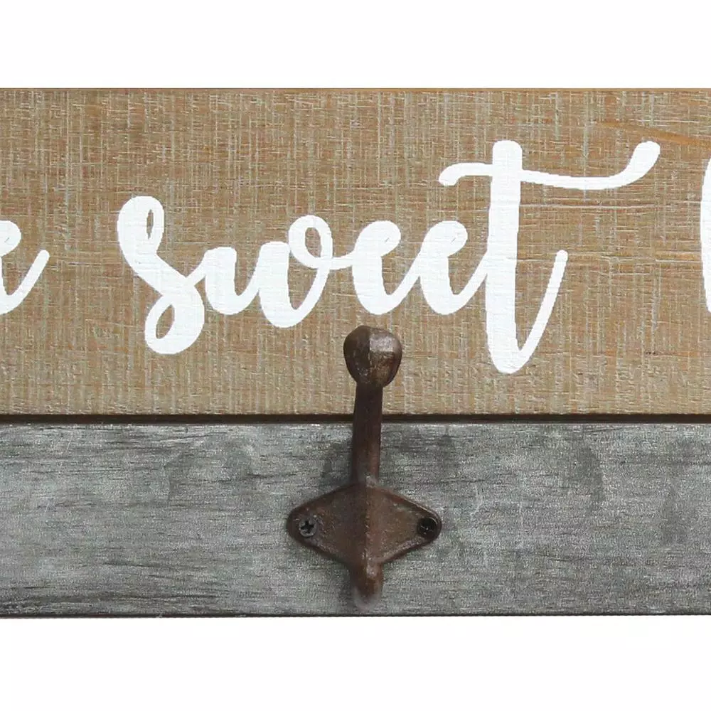 Stratton Home Decor Rustic Home Sweet Home Wall Hooks - Farmhouse Wood & Metal Decor