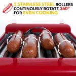 Nostalgia Retro Red Electric Hot Dog Roller and Bun Warmer - Specialty Grill thumbnail 3