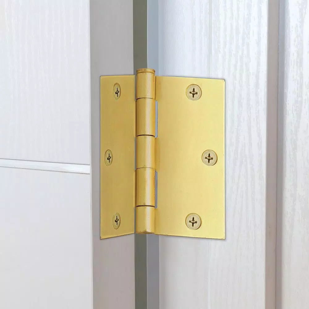 Design House 3.5 in. Square Corner Door Hinge, Satin Brass, 10-Pack